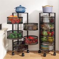 5 Layer Storage Rack with Wheels Stand Rotatable Kitchen Utility Trolley Cart Shelf