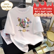 "HARGA MURAH"Kaos Polos Pria  Wanita Baju Distro Priawanita Balon udara-Katun Sablon Korea Oversize✔