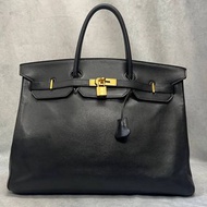HERMES Birkin 40 GD 金屬配件手提包大手提包黑色