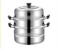 Stainless Steel Steamer Pot 3-Layer Double Thickening/Periuk Kukus Steamer Pot (28cm/32cm/34cm/36cm)