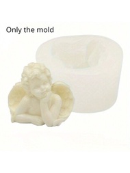 1入組DIY蠟燭模具3D小天使蠟燭自製裝飾嬰兒石膏蛋糕矽膠模具