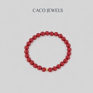 CACO 999 Pure Gold Bead Bracelet with Premium Red Cinnabar Beads "Amber" (1 piece)