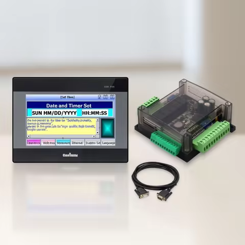 COOLMAY HMI And PLC touch screen 4.3"/5"/7"/10" combo set with FX3U-14M/24M/30M/32M/48M/56M-6AD2DA i