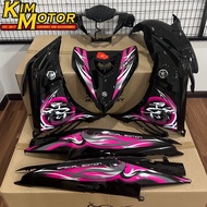 COVERSET LC135 V6 V7 ORIGINAL VELOZI 135LC JUPITER MX KANJI METALLIC BLACK PINK HITAM PINK