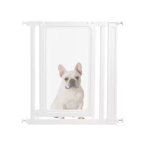 Pet Gate Auto-Close 180°, Adjustable Width 27.4-33.1in, Clear Dog Gate for Doorway Stairwell No-Dril