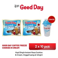 GOOD DAY Coffee Freeze Cookies n Cream 2 Bag (10 x 30 gr) Free Shaker