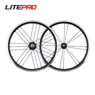 Litepro 16 inch Folding Bike Outer 7 Speeds Wheelset G3 Spokes Coding Weave Way 20mm Height 349 Wheel Compatible for Brompton External 7 Speeds Bicycle