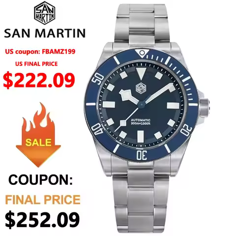 San Martin SN0121T Titanium Diving Watch NH35 Automatic Movement Watches Grade5 Titanium 120 Click W