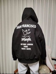 Mark Gonzales Canvas Jacket 25AW韓國小飛人街頭潮流字母印花連帽帆布棉服外套