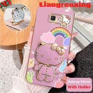 Casing samsung j7 prime samsung j4 plus j6 plus samsung j4  samsung j6  j7 pro phone case Softcase silicone shockproof new design Makeup mirror Hello Kitty Cat with Holder DDXKT01