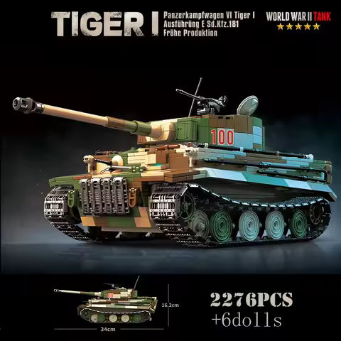 Military World War German Tiger I Heavy Tank Building Blocks WW2 Weapons Panzer Panther Medium Tanks
