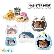 YIPET Hamster House Ceramic Hamster Hideout Accessories Toys Hamster Nest Cooling Bed