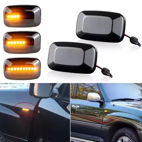 2Pcs LED Side Fender Dynamic Turn Signal Light Marker For Toyota Corolla Wangon Land Crusier FJ80 HD