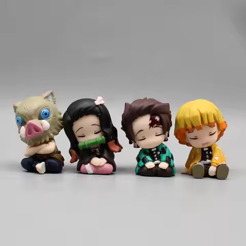 4pcs Demo Slayer Gk Kamado Tanjirou Kamado Nezuko Q Edition Shoulder To Shoulder Sleep Desktop Decor