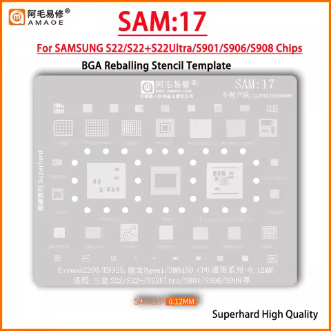 Amaoe SAM17 BGA Stencil Reballing For Samsung S22 S22+ S22Ultral S22U S901 S906 S908 Exynos 2200 992
