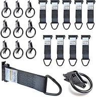 10 Pack E-Track O-Rings & 10 Pack 2"x6" Rope Tie-Off Tie Down Anchors, Black 2" Diameter O/D Rings -