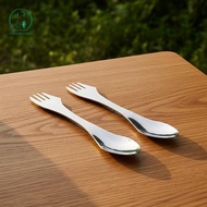 [Chicnest] 3 in 1 Spork Food Grade 304 Stainless Steel Serrated Edge Kid-friendly Utensil for School