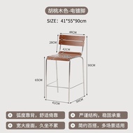 Stool Bar Chair Retro Iron Art Home Use Back Chair Solid Wood High Footstool Bar Coffee Shop Commerc