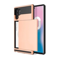 สำหรับ Samsung Note 10 Plus Caseทนทานเลเยอร์คู่ป้องกันผู้ถือบัตรสล็อตกันกระแทกวางหลักฐานพลาสติกแข็งเ