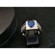 925 pure Silver 7 ×9mm CZ stone with white gold plated men's ring
