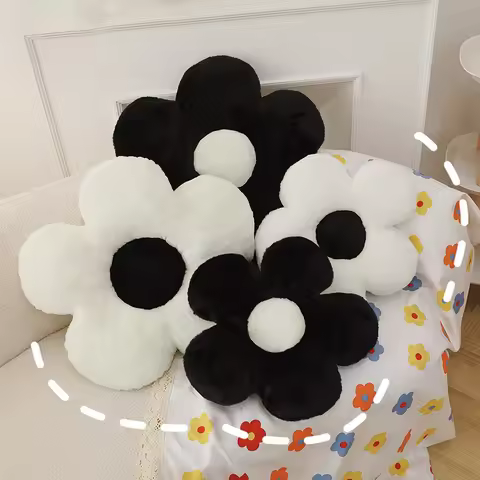Flower Cushion White Black Flower Pillow Large Sofa Cushions Decorative Cushion Office Chair Sofa Pi