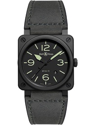 Bell and Ross Nightlum Black Dial Automatic Men's Leather Watch BR0392-BL3-CE/SCA