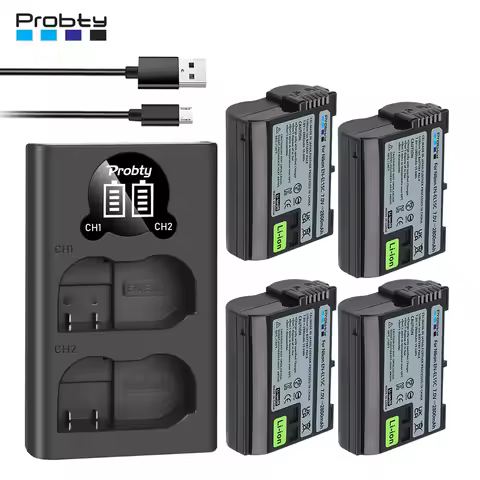 Original Probty EN-EL15C EN-EL15 Battery+LED USB Dual Charger for Nikon Z5,Z6,Z6 II,Z7,Z7II D600 D61