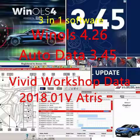 New Auto Data 3.45+Vivid Workshop Data Atris-2018.01V+Winols 4.26 With 66 Plugins+ECU+Damos File 202
