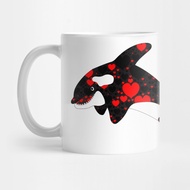Orca Whale Hearts Motif Mug