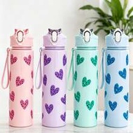 1pc 750ML/25oz INS Style Leopard Print Heart Pattern Large Capacity Water Bottle, One-Click Pop-Up L