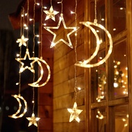 Zhaiyue Decoration 2024 Star Moon Curtain Light LED Lantern String Window Interior Decoration Light Balcony Decoration Light Holiday USB Light