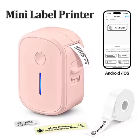 Portable Mini Label Printer Bluetooth Inkless Self-adhesive Labels Thermal Printer Sticker Maker Min
