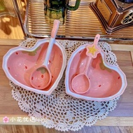 c Cute Pink Girl Heart High-Value Ceramic Spoon Dessert Bowl Spoon Set Dormitory Household 23.8.30 1