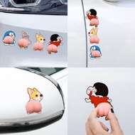 Stiker 3D Lucu Pantat Isi 2 Pcs Sinchan Doraemon Patrick Pelindung Bumper Spion Pintu Mobil
