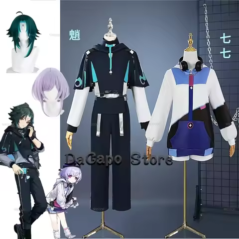 Genshin Impact Xiao Qiqi Co-ANTA Cosplay Costume Sportswear Uniform Wigs Cosplay Anime Game Xiao Qi 