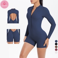 Ozalctree đồ mặc gen thể thao của phụ nữ kéo khóa cho Nữ Tay Ngắn một mảnh đồ tập gym thoáng mát mau