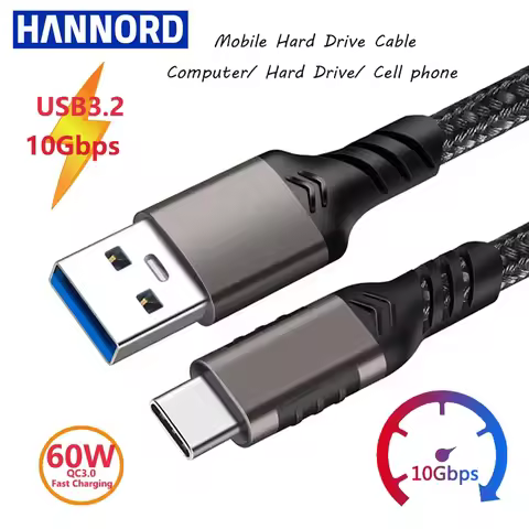 USB3.1 10Gbps Type C Cable USB A to USB C 3.1/3.2 Gen2 Data Transfer USB C SSD Hard Disk Cable PD 3A