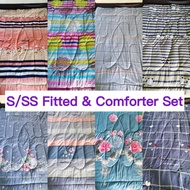 COTTON SINGLE and SUPER SINGLE Fitted Bedsheet&Comforter Set / Cadar&Selimut Set / 床单&被单套装