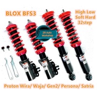 New BLOX BFS3 Hilo Soft Hard HLSH 32step adjustable/ Coilover Suspension PROTON 1.3-1.8 WIRA GEN2 PERSONA SATRIA GTI