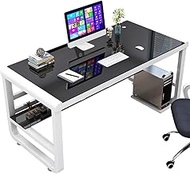 WSJTT Office Computer Desk With Threading Hole Storage Stand Laptop Desk Glass Surface Study Writing Table Modern Workstation for Home Office (Size : 31.4in)