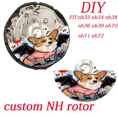 watch NH35 rotor Graffiti penguin rotor NH35 movement oscillating weight fit for NH35/NH36/NH38/NH70