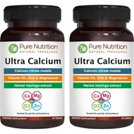 Pure Nutrition Ultra Calcium 1000mg with VIT D3 + K2 | 180 Tabs (90 X Pack of 2) | Highly absorbable