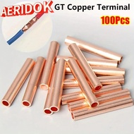 AERIDOK 100Pcs Wire Terminal Crimp, Brass GT-1/1.5/2.5/4/6/10/16/25 GT Copper Terminal Connecting Tu