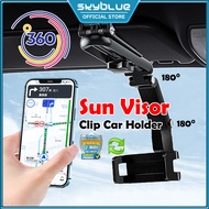 360 Car Sun Visor Clip Phone Holder With In-Car Rear View Mount Bracket Stand For Kereta Myvi Back GPS Anti Shock Mobile