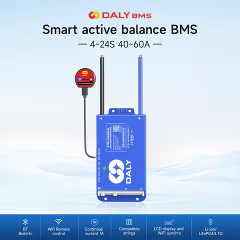 Daly smart BMS 3S 4S 8S 16S 17S 24S 12V 24V 48V 60V 72V 40A 60A BMS Lifepo4 Li-ion LTO battery bms f