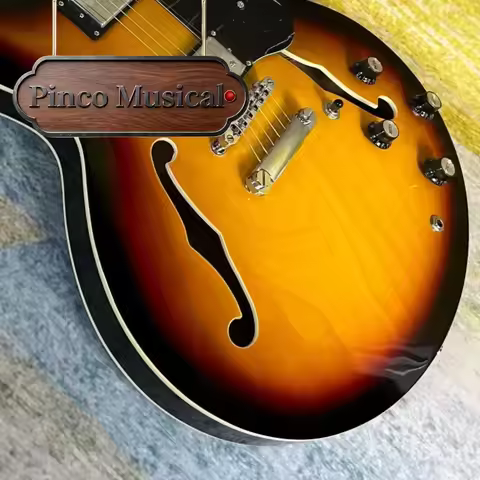 F-Hole Vintage Sunburst ES-335 Semi Hollow Electric Guitar Double Humbucker Guitar Chrome Hardware U