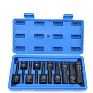 10 PCS MIKASO HEXAGON HEX CRMO Heavy Impact Wrench HEX Socket Set H4, 5, 6, 8, 10, 12, 14, 16, 17,19