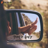 Black White Gradient Trust in God Sticker for Rearview Mirror Car Motorcycle 9cm