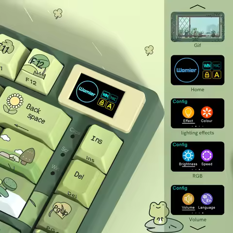 Womier SK80 Green 75% Keyboard with Color OLED Display Mechanical Gaming Keyboard Gasket Mounted RGB