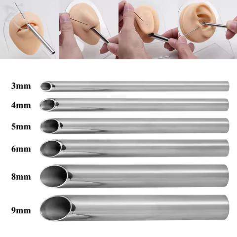 ZS 1 Piece 0/2/4/6/8G Stainless Steel Body Jewelry Piercing Receiver Holding Tool Needle Receiving T